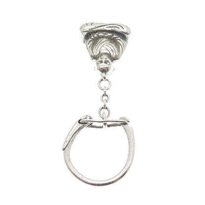 925 Sterling Silver Vintage Buddha Fob Key Chain Ring Holder