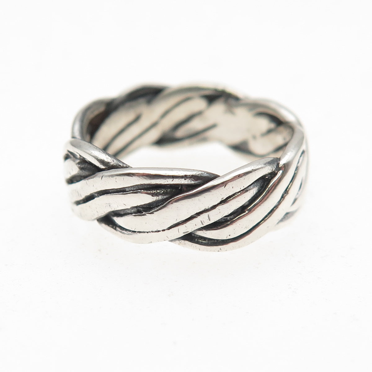 Charles Winston 925 Sterling Silver Vintage Woven Oxidized Band Ring Size 6