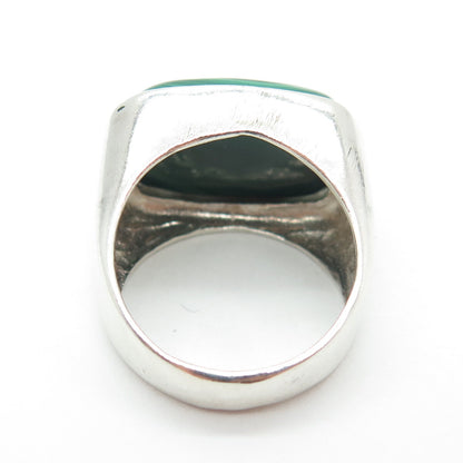 925 Sterling Silver Vintage Real Cabochon Malachite Ring Size 6.75