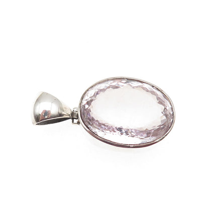 925 Sterling Silver Vintage Real Oval-Cut Amethyst Pendant