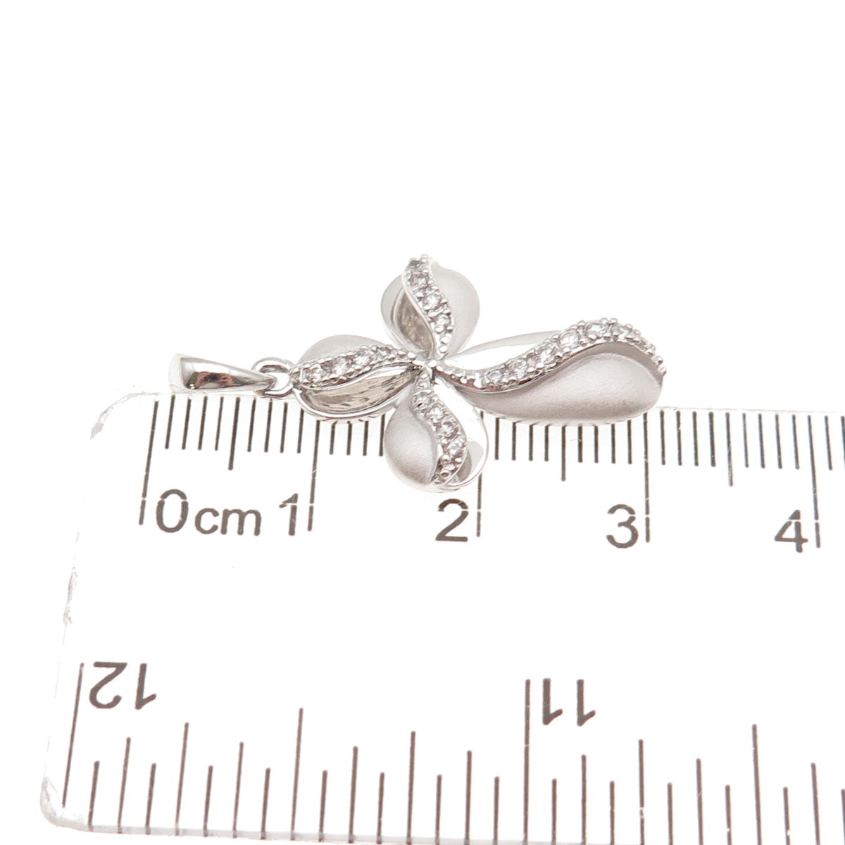 Ross Simons 925 Sterling Silver Round-Cut C Z Floral Cross Charm Pendant
