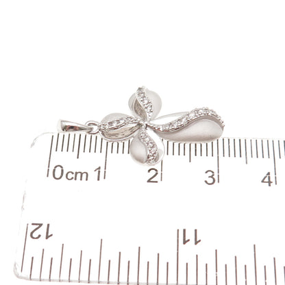 Ross Simons 925 Sterling Silver Round-Cut C Z Floral Cross Charm Pendant