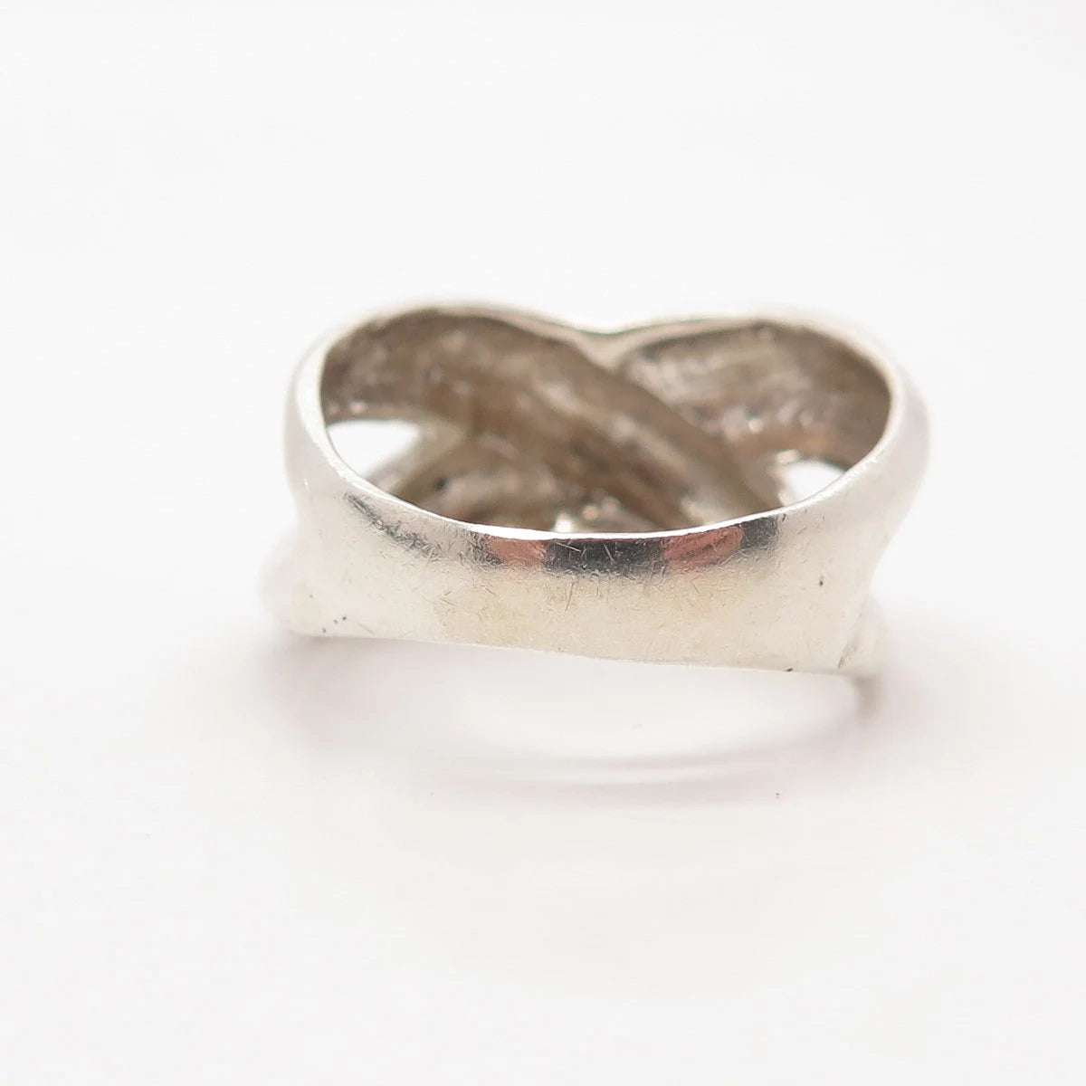 925 Sterling Silver Vintage Crossover Ring Size 8.25