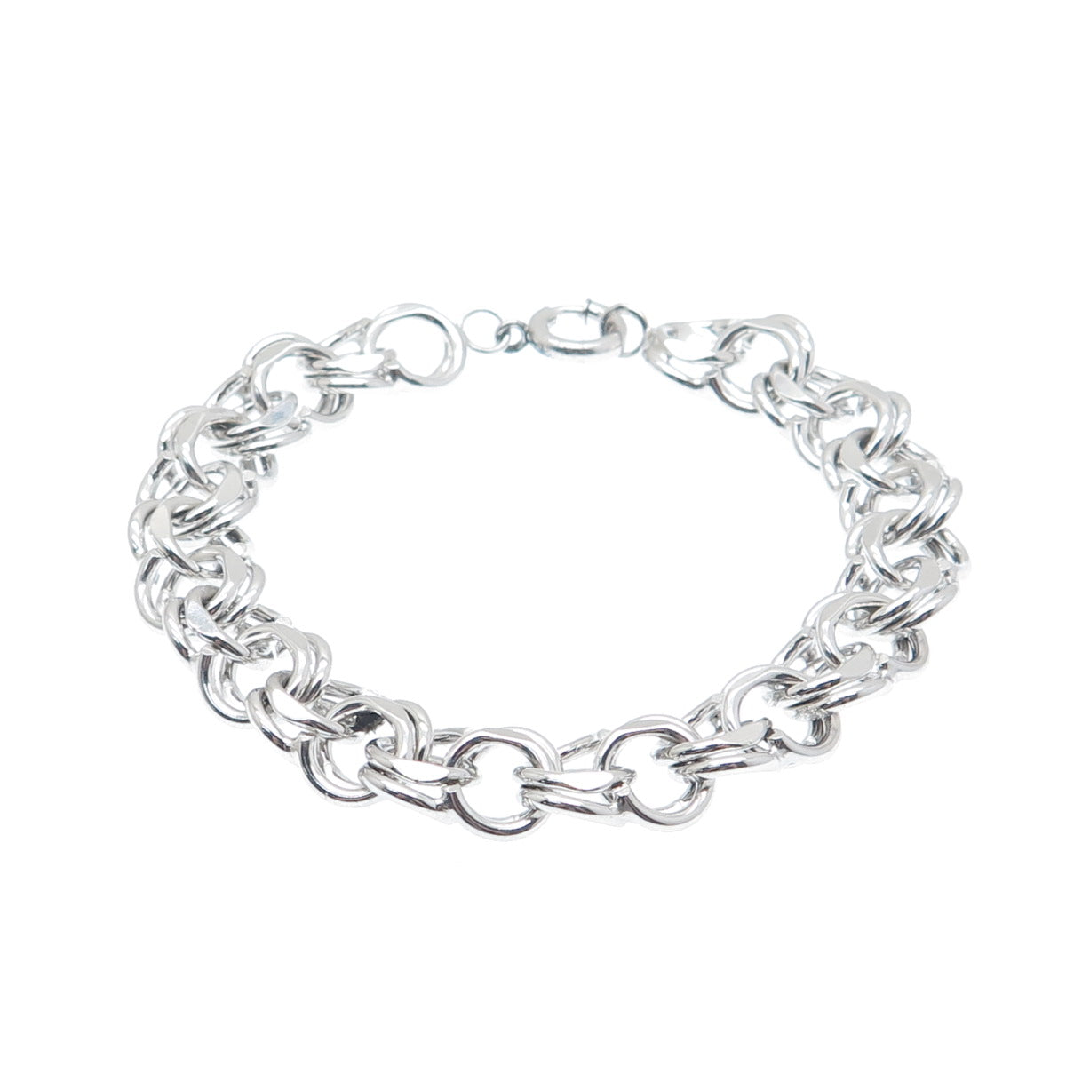 925 Sterling Silver Antique Art Deco Bismark Link Bracelet 7"