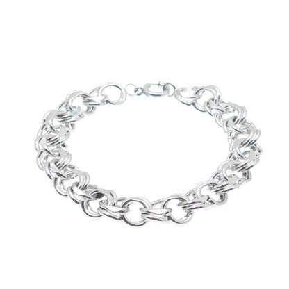 925 Sterling Silver Antique Art Deco Bismark Link Bracelet 7"