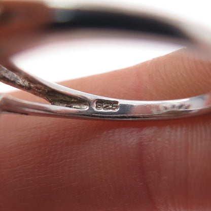 925 Sterling Silver Real Diamond & Peridot Flower Ring Size 7