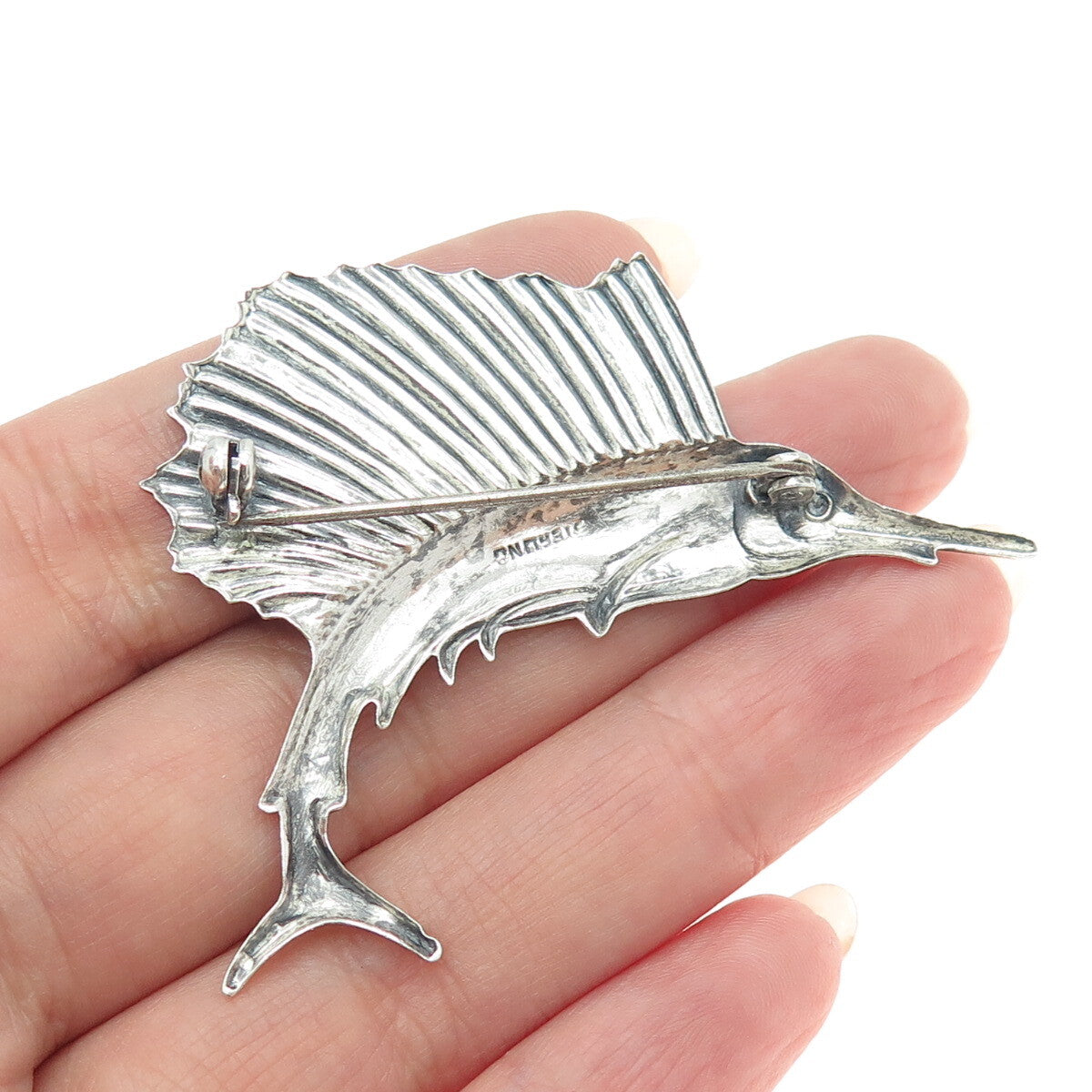 925 Sterling Silver Antique Art Deco Swordfish Pin Brooch