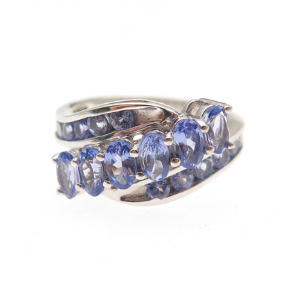 Chuck Clemency 925 Sterling Silver Real Oval & Round-Cut Tanzanite Ring Size 8