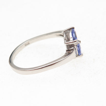 Chuck Clemency 925 Sterling Silver Real Tanzanite & White Topaz Ring Size 8