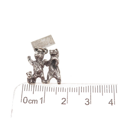 Bell Trading Post 925 Sterling Silver Vintage Three Bears Oxidized Charm Pendant