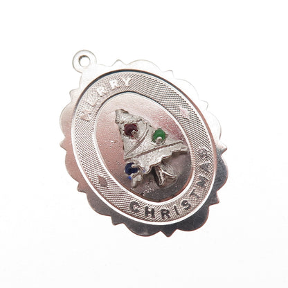 Town & Country 925 Sterling Silver Vintage Rhinestone Merry Christmas Pendant