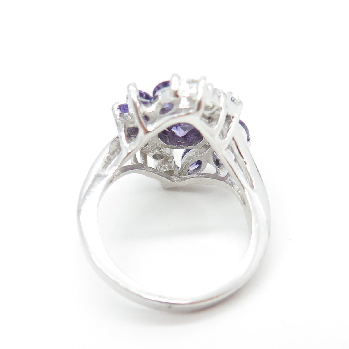 925 Sterling Silver Purple & White C Z Ring Size 7