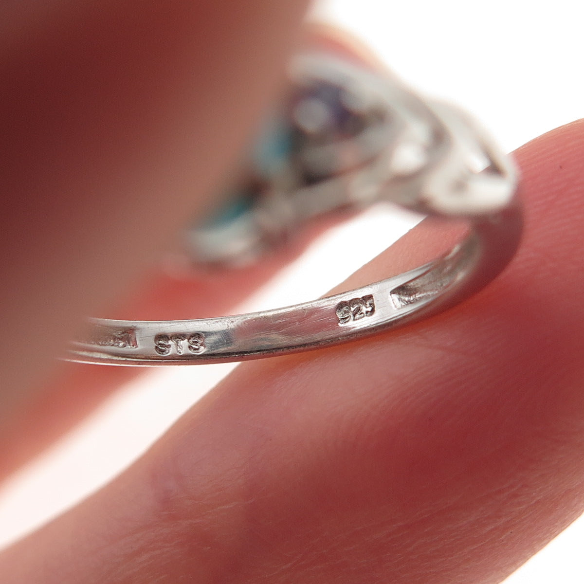 Chuck Clemency 925 Sterling Silver Real Turquoise & Tanzanite Ring Size 6