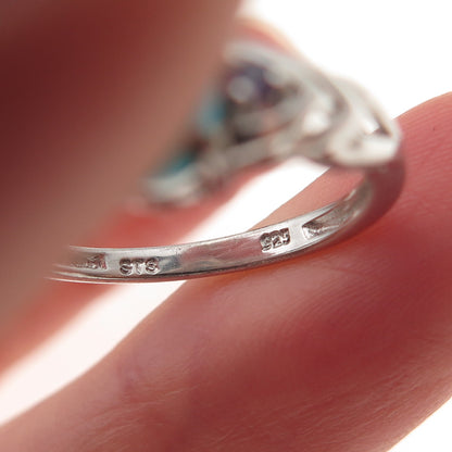 Chuck Clemency 925 Sterling Silver Real Turquoise & Tanzanite Ring Size 6