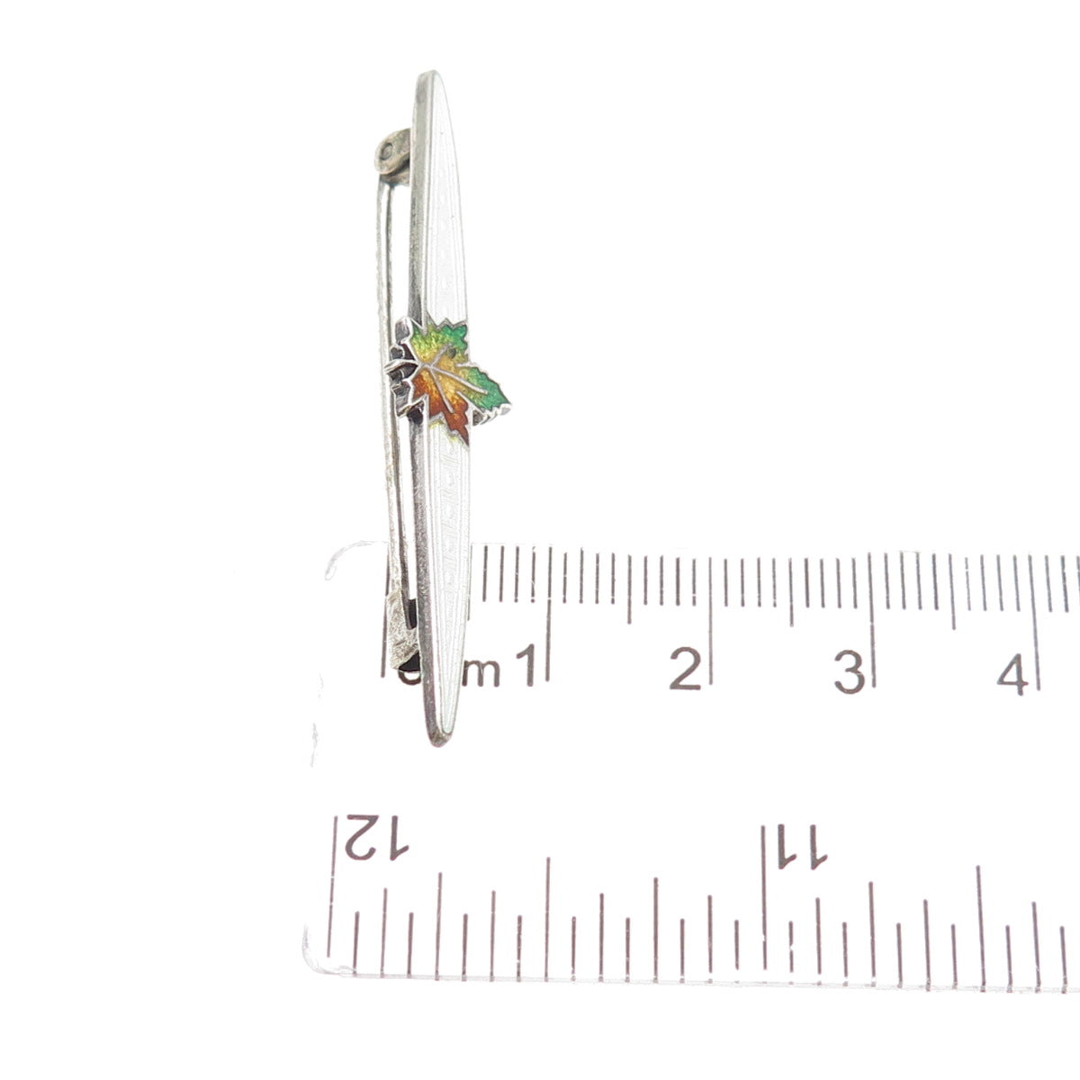 925 Sterling Silver Antique Art Deco Enamel Maple Leaf Pin Brooch