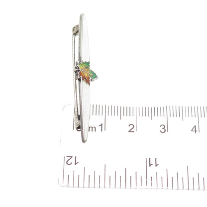 925 Sterling Silver Antique Art Deco Enamel Maple Leaf Pin Brooch