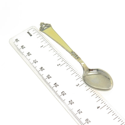 NILS HANSEN 925 Sterling Silver Gold Plated Vintage Norway Enamel Coffee Spoon