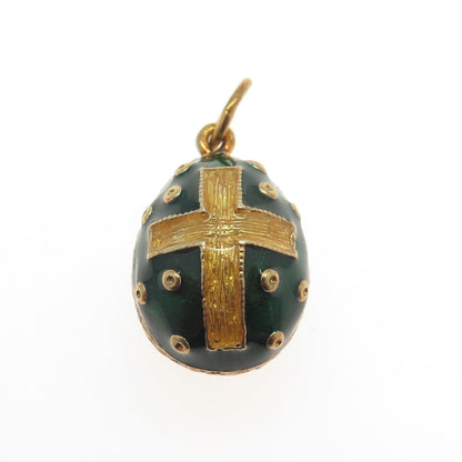 RAFKA Retired 925 Sterling Silver Vermeil Enamel Cross Easter Egg Charm Pendant