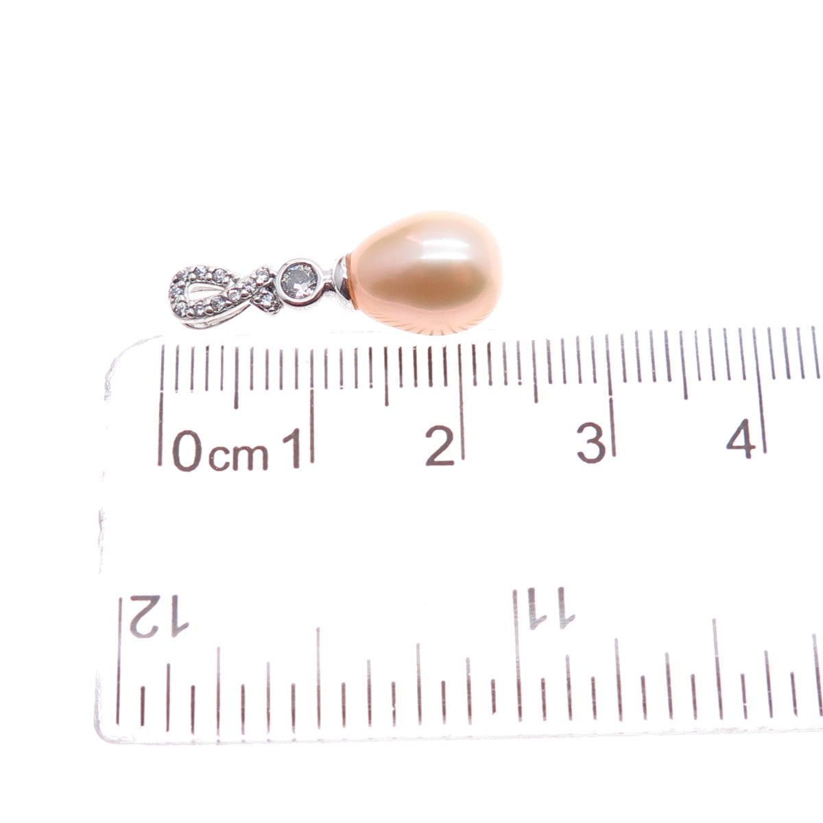 925 Sterling Silver Real Pearl & C Z Mini Slide Charm Pendant