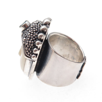 Sajen 925 Sterling Silver Vintage Blue Tourmaline Goddess Adjustable Ring Size 6