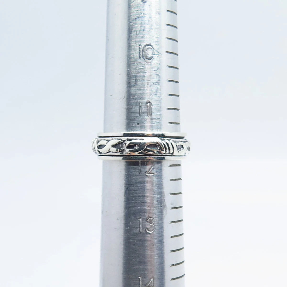 925 Sterling Silver Vintage Celtic Rotating Band Ring Size 12