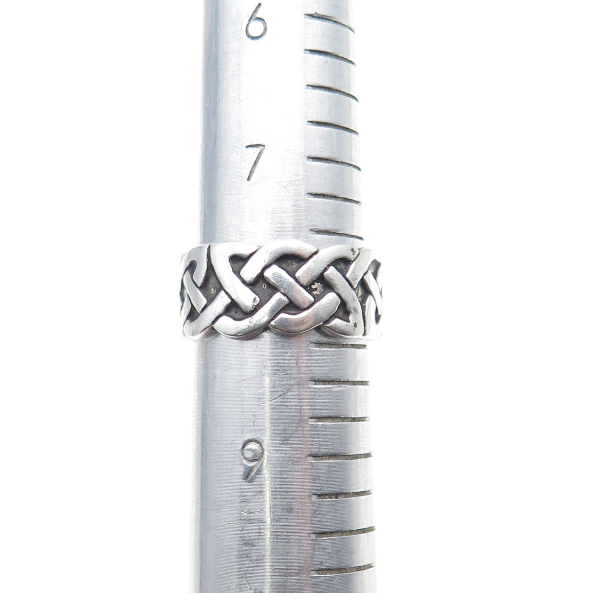 925 Sterling Silver Vintage Celtic Knot Oxidized Band Ring Size 8.25