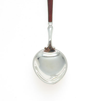 WATSON 925 Sterling Silver Vintage Red & White Guilloche Enamel Coffee Spoon