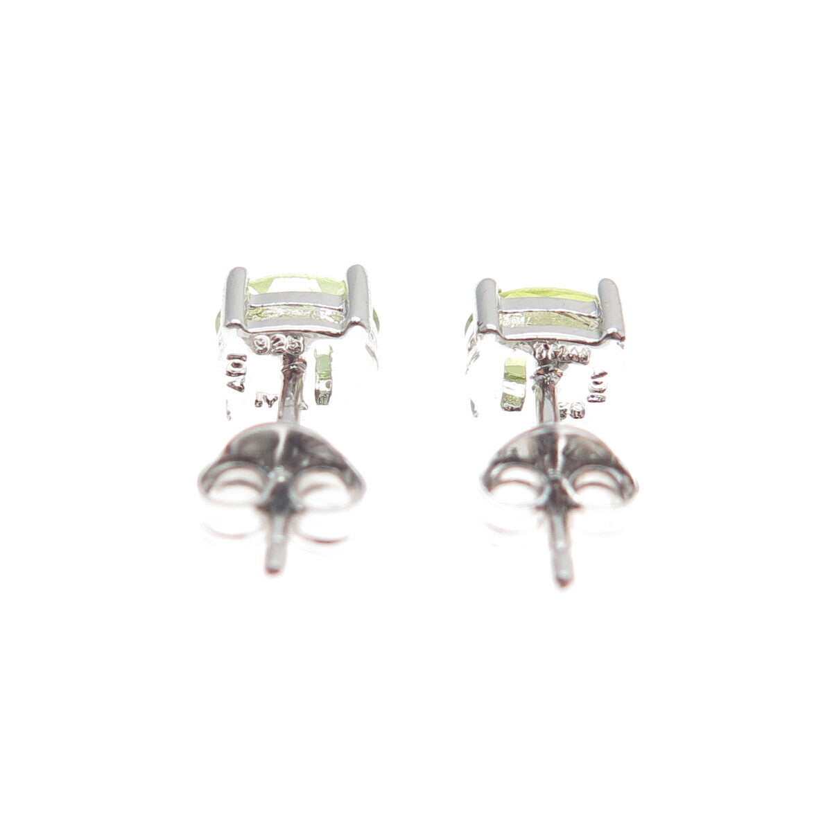 925 Sterling Silver Real Oval-Cut Peridot Stud Earrings