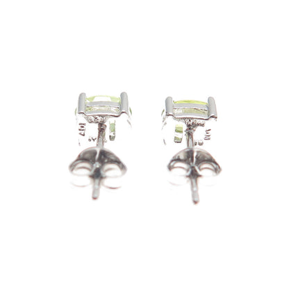 925 Sterling Silver Real Oval-Cut Peridot Stud Earrings