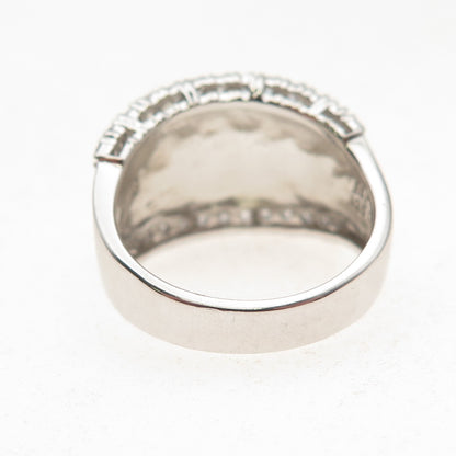 ESPO Joseph Esposito 925 Sterling Silver 2-Tone C Z Hammered Ring Size 8.25