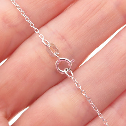 Solvar 925 Sterling Silver Real Chrome Diopside Clover Cable Chain Necklace 18"