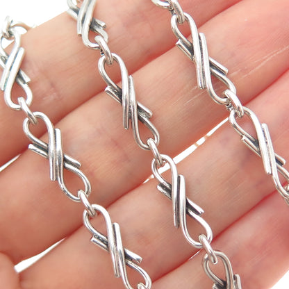925 Sterling Silver Vintage Modernist Infinity Chain Necklace 20"