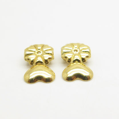 925 Sterling Silver Yellow Gold Plated Heart Butterfly Push Backs for Earrings
