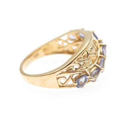 Chuck Clemency 925 Sterling Silver Gold Plated Real Tanzanite Ring Size 8.25