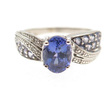 925 Sterling Silver Real Diamond Tanzanite & Iolite Ring Size 8