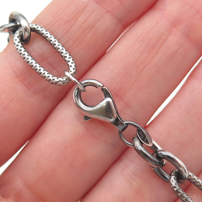 925 Sterling Silver Vintage Paperclip Oval Figaro Link Bracelet 7"