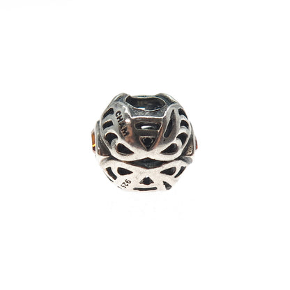 CHAMILIA 925 Sterling Silver Marquise-Cut Orange Crystal Slide Bead Charm