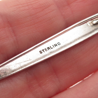 925 Sterling Silver Antique Art Deco Floral Oxidized Bar Pin Brooch