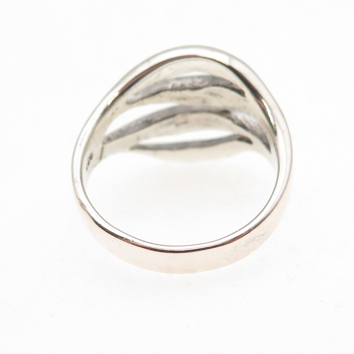 925 Sterling Silver Vintage Modernist 4-Row Ring Size 7.75