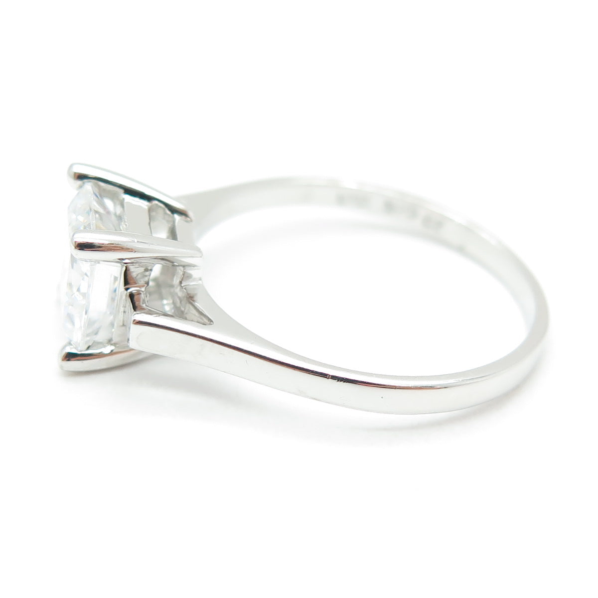 925 Sterling Silver Princess-Cut C Z Engagement Ring Size 9.25