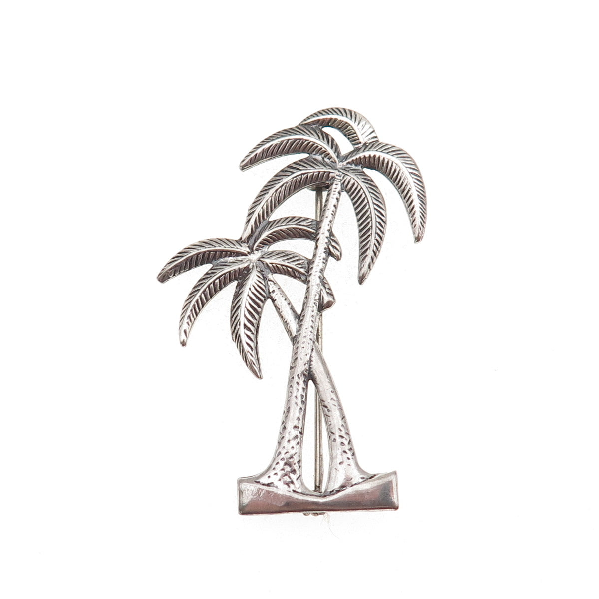 925 Sterling Silver Vintage Palm Tree Oxidized Pin Brooch