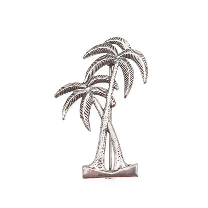 925 Sterling Silver Vintage Palm Tree Oxidized Pin Brooch