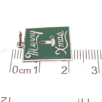 Wells 925 Sterling Silver Vintage Enamel Merry Christmas Charm Pendant