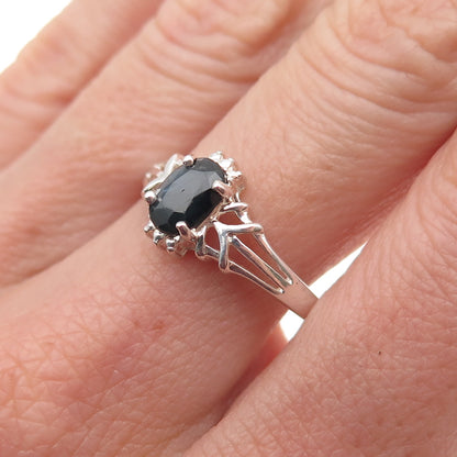 Avon RJ Graziano 925 Sterling Silver Vintage Real Oval-Cut Sapphire Ring Size 9