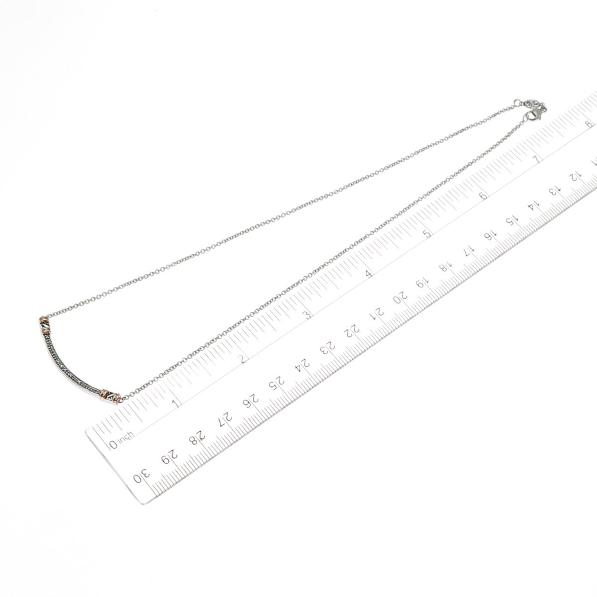 JANE SEYMOUR 10K Gold Sterling Silver Real Diamond Open Heart Bar Necklace 16"