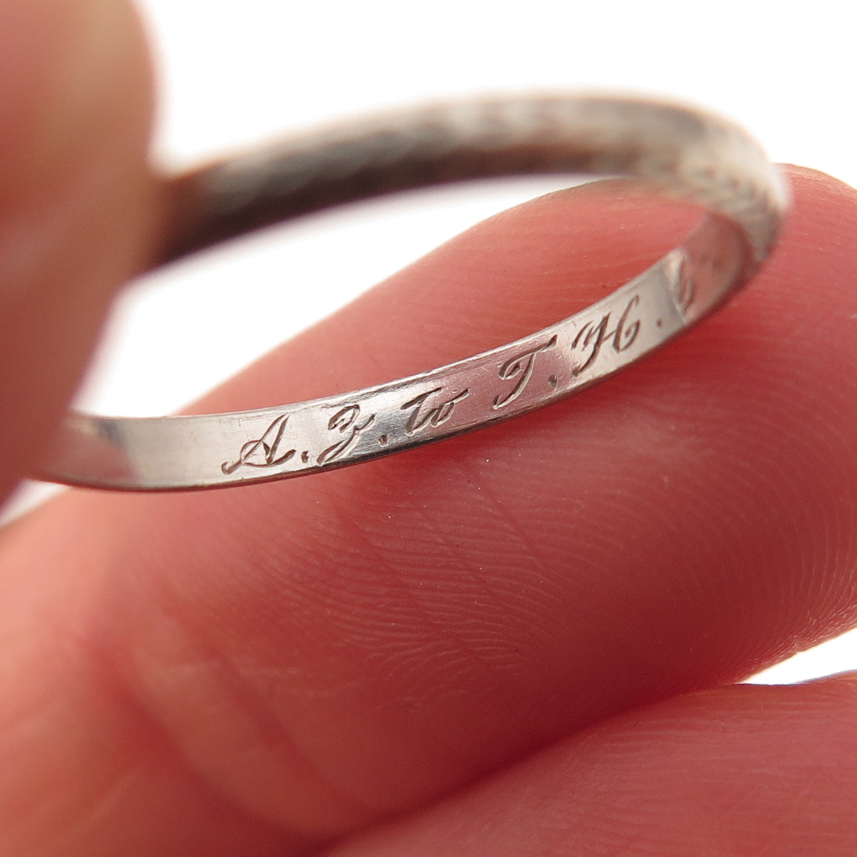 Platinum Antique Engraved Stackable Band Ring Size 6.25