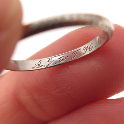 Platinum Antique Engraved Stackable Band Ring Size 6.25