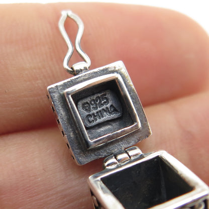 925 Sterling Silver Vintage Cross Pill Box Locket Charm Pendant