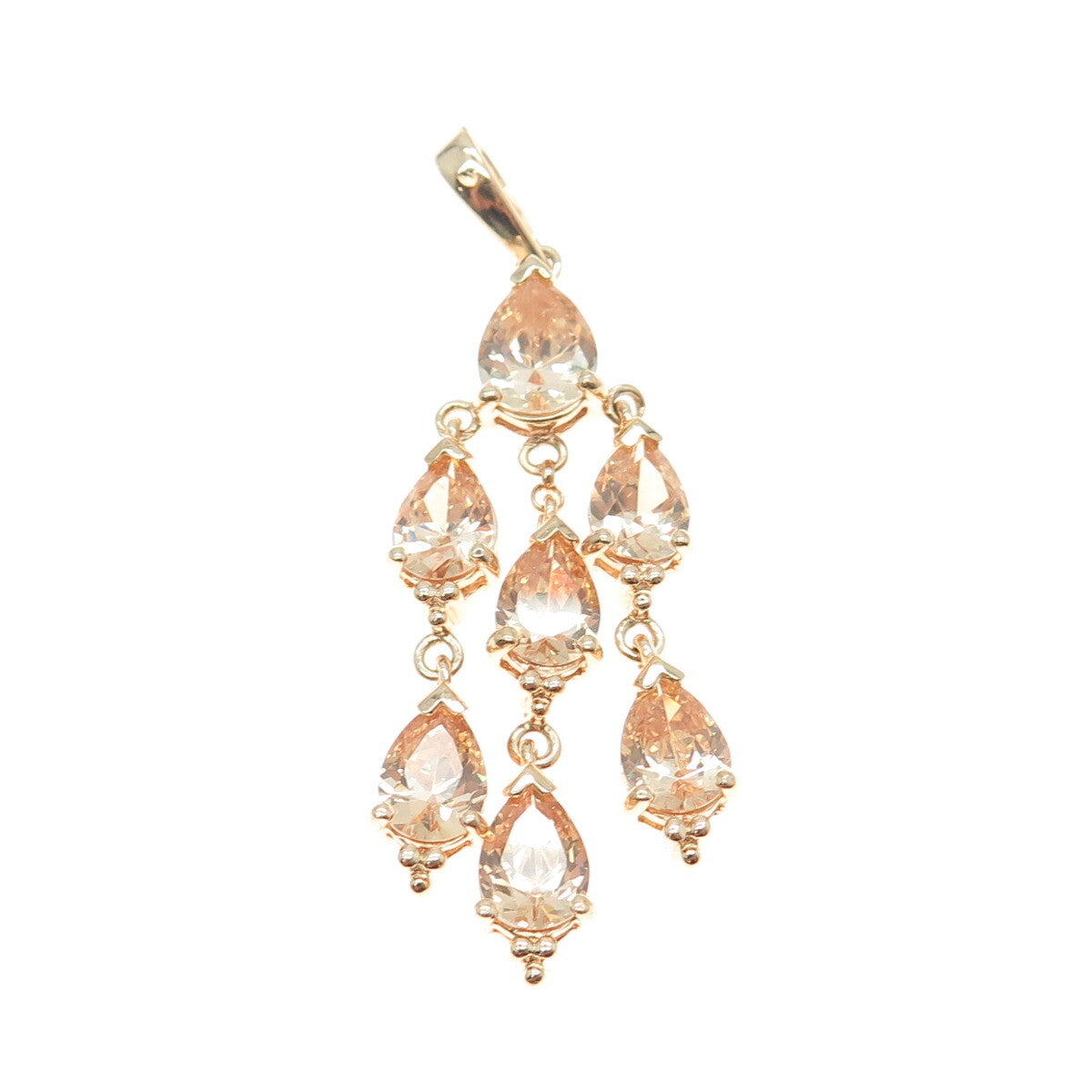 ROSS SIMONS 925 Sterling Silver Gold Plated Champagne-Color C Z Pendant