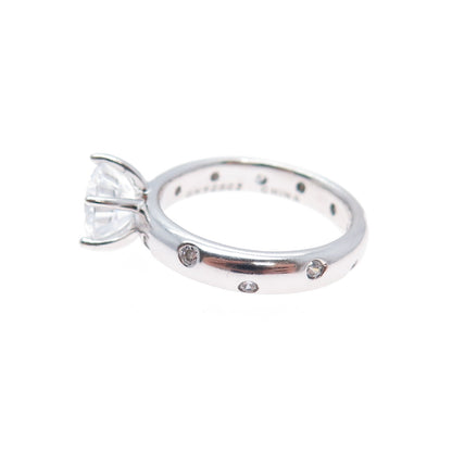 925 Sterling Silver Round-Cut C Z Engagement Ring Size 6